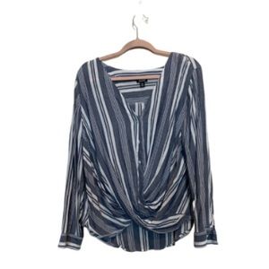 Blue and white striped blouse